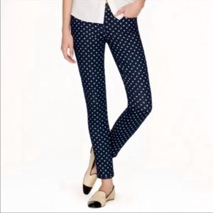 J.Crew Toothpick Navy Polkadot Pants